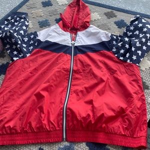 NWT Disney American Red White Blue Mickey Windbreaker 1X